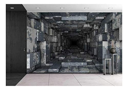 wall26 - Dark Tunnel - Removable Wall Mural | Self-Adhesive Large Wallpaper - 66x96 inches - color: Artwork - 12, size: 66"x96"