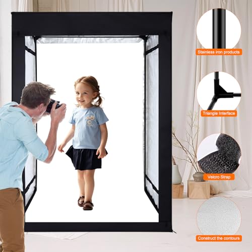 48"x56"x40" Large Photo Studio Light Box Photography, 6 Light LED Panels Dimmable Shooting Tent with 3 Color Backdrops Continuous Lighting Softbox for Model Clothing Photography - size: 48x56 in (6 LED Strips)