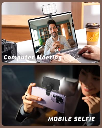 Portable Selfie Light for iPhone: Rechargeable Phone Fill Lights, Ring Light for Camera Picture, Makeup Photo, Video Conferences, Laptop Use, Zoom Meetings, TikTok, Vlog Photography - color: Black-white