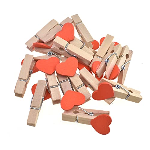 HAHIYO Heart Painted Mini Wooden Clothespin Clip Photo Paper Holders 1.38inch Tight Clamp Not Fray Rope Post Notices Handy Read for Hanging Postcard Wedding Orange 50PCS - size: Orange(Heart) 1.38 inches 50 Pack
