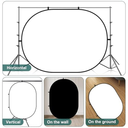 Kate 5x6.5ft(1.5x2m) Collapsible Backdrop White Black Twist Flex Folding Pop up Backgrounds for Photoshoot, Headshots Photo, Video Calls - color: White/Black