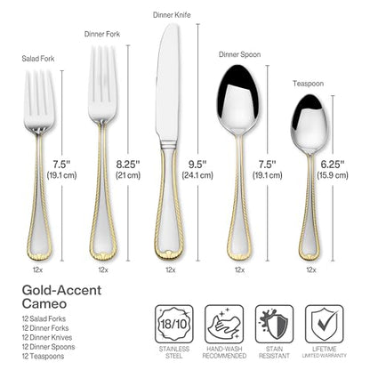 Mikasa Cameo Gold 65 Piece Flatware Set, Service for 12 - size: 65 Piece Set, style: Formal
