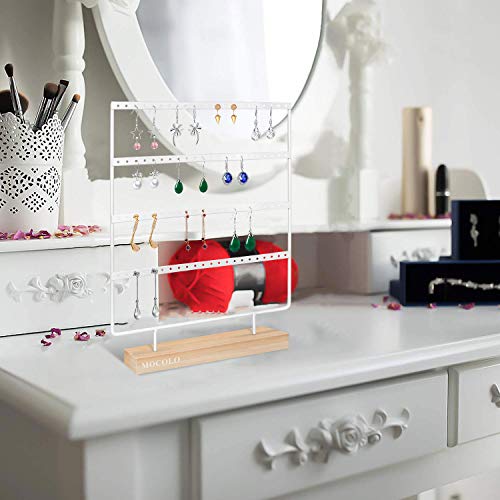 Mocolo Earring Holder Stand, Earring Organizer Display Holder Stand for Hanging Earrings(88 Holes & 4 Layers) (White) - color: White