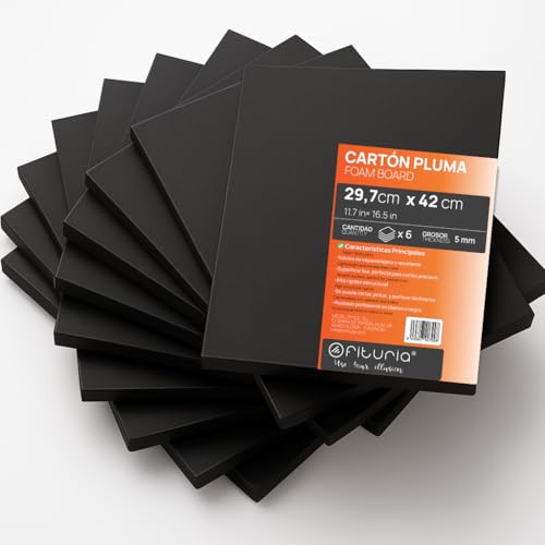 OFITURIA Foam Board, Black, A3 (29.7 x 42 cm), Pack of 6, Expanded Polystyrene Plate, Lightweight and Rigid, Foam Board, Versatile and Cuttable, for Crafts and Models, 5 mm - color: Black, size: A3 Pack 6 u