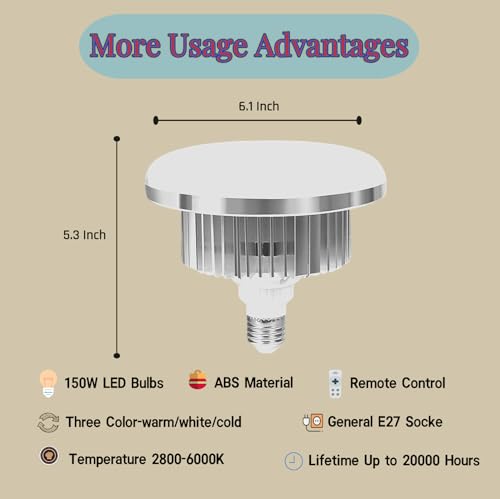 2 Pack 150W LED Soft Box Light, 2700-6500K Dimmable Color Temperatur Photography Light Bulb, E27 Lights Photography Photo Video Studio Lighting with Remote Control - size: LED 150W