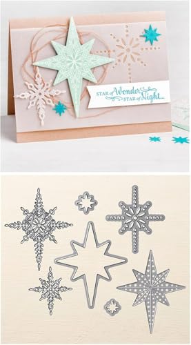 Lapoo Festivals Metal Cutting Die for Scrapbooking - Durable, Cut Stencils for DIY Scrapbook Photo Album Decorative Paper Card, Card Making Supplies, Embossing (Six Snowflake Star Anise 4.9 x 3.3 in) - style: Six Snowflake Star Anise 4.9 x 3.3 in