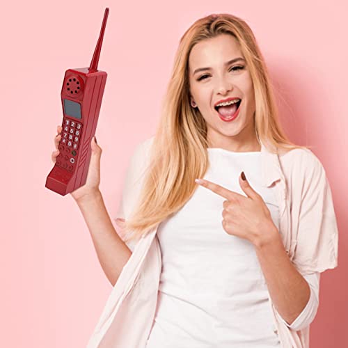 Pilipane Retro Brick Cell Phone Ornament – Vintage Phone Prop for 80s 90s Party Decorations, Home Living Room Decor (Red Iron Simulation)
