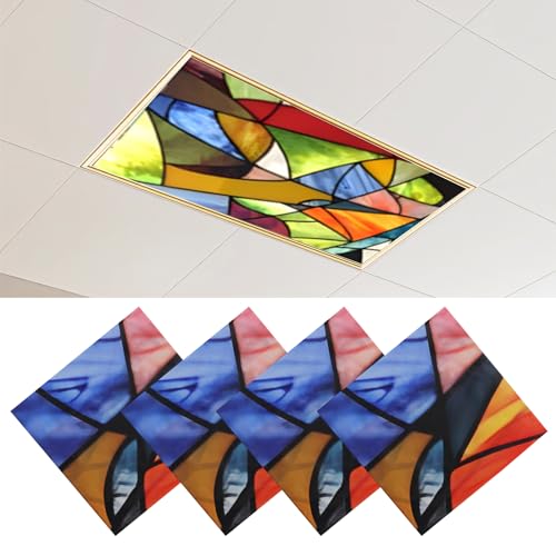 Torixqi 4 Pcs Fluorescent Light Covers - Light Covers for Ceiling Lights Classroom, Magnetic Light Filters for Office, Hospitals, Home 4 x 2 Feet (Colorful art) - color: Colorful art