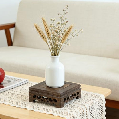 Traditional Craft Wooden Base Wood Display Stand Oriental Square Shape Pedestal 4" x 4" - color: N-4"