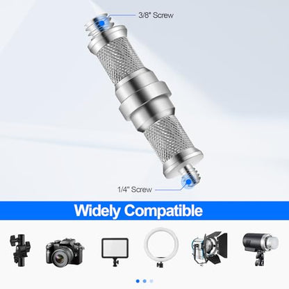 Wellmaking 3 Pieces Standard Knurled 1/4 to 3/8 inch Metal Male Convertor Threaded Screw Adapter Spigot Stud for Light Stand, Hot Shoe/Cold Shoe Adapter, Ball Head, Wireless Flash Receiver, Trigger
