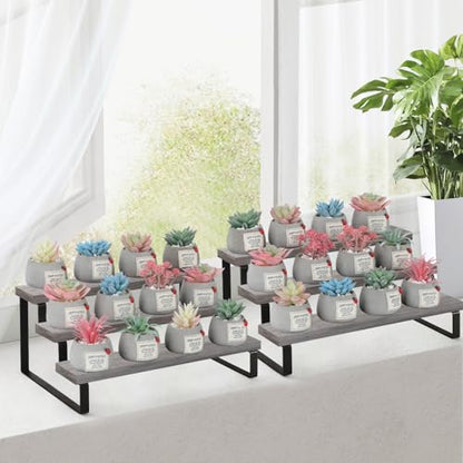 YINMIT Wooden Display Riser Stand, Tiered Perfume and Cologne Organizer Stand, 3 Tier Spice Rack Organizer, Rustic Display Shelf for Candles (3 Tier,2Pack,Grey) - color: 3 Tier,2Pack,Grey