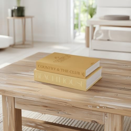ORITZIO Yellow Faux Books Set of 9 - Hidden Storage Decorative Fake Books for Coffee Table, Home Staging, Interior Design & Fashion Accents & Beach House Accessories - color: Yellow