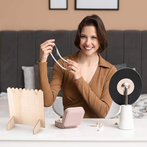 Tondiamo 6 Pcs Wooden Necklace Jewelry Display Stand 9.38 x 9.38 Portable Jewelry Display Holder Necklace Displays for Vendor Wood Plank Freestanding Storage Holder Bulk for Vendor Selling Craft Show