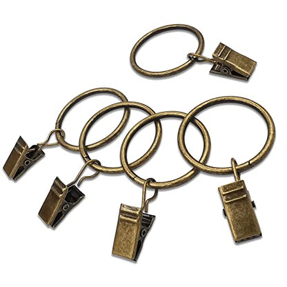 WeeksEight 40 Pack Bronze Curtain Rings with Clips, Curtain Hooks Hangers Clip Rings for Hanging Drapes Bows Hat, Drapery Rings 1.26 in I D, Fits up to 1 in Diameter Curtain Rod. - color: Bronze, size: 1.26" I D Set of 40
