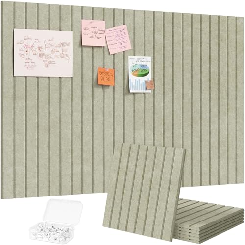 Lifewit Felt Slatted Bulletin Board, 6 Pack Self-Adhesive Panel, 36"x 24" Total Size, Cork Board Alternative, Pin Message Board with 30 Pushpins for Room and Office Decor, Home, Dorm, Green - color: Sage, size: Slat Stripe 6-pack