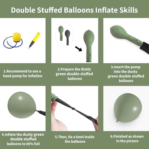 Dusty Green Double Stuffed Balloons Different Size 115Pcs 5/10/12/18" Sage Green Balloons Garland kit for Birthday Baby Shower Wedding Engagement Bridal Shower Party - color: Dusty Green
