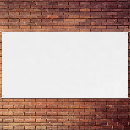 Zonon Large Blank Banners And Signs Polyester Oxford Cloth Sublimation Banner To Decorate With Hanging Rope For Indoor Wall Outdoor Easy to Hang DIY Signs For Business Office(White,5 x 8 Feet) - color: White, size: 5 x 8 Feet