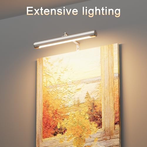 4W Picture Light Plug in, 12" Adjustable LED Art Light with Remote Control, Dimmable Wall Light for Picture Display Dartboard Art Work (Nickel) - color: Nickel, size: 12 inch