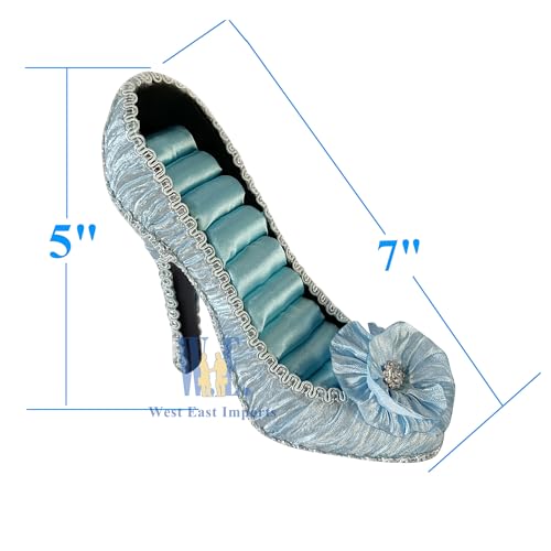 Ring Holder High Heel Shoe Design Fashion Jewelry Organizer Display Birtyday Gift (Blue) - color: Blue