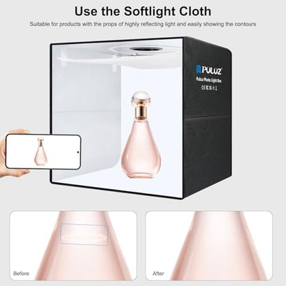 PULUZ 16x16 Inch High CRI≥95 Dimmable Light Box, 144 LED Photo Studio Lighting Kit with 6 Backdrops, Portable Shooting Tent for Product Photography - size: 16*16 inch