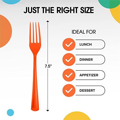 Party Solids Orange Plastic Forks 200 Pieces Orange Forks Disposable Utensils Heavy Duty Plastic Cutlery Set Disposable Cutlery Sets Flatware Sets Silverware Set Party Supplies & Party Tableware - color: Orange