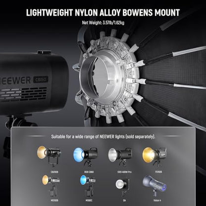 NEEWER BASICS Parabolic Softbox Bowens Mount, 35.4" Quick Release Soft Box Light Diffuser/Grid/Bag Compatible with Godox Compatible with Aputure 600d Studio Photography Video Recording Lighting, NS38P - style: 35.4"/ 90cm Parabolic