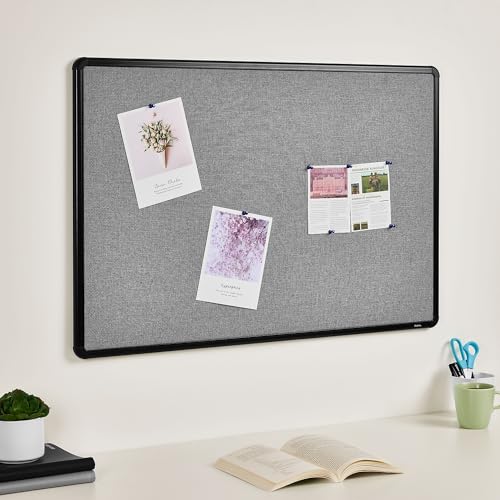 Staples Fabric Bulletin Board with Black Frame, 3' x 2' Wall Mounted Fabric Message Board for Home Office and Classroom - size: 3' x 2', style: Black Frame