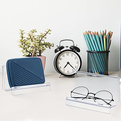 Qunclay 5 Pcs Acrylic Display Holder 5.5 x 3.3 x 3 Inches Clear Purse Stand Phone Stand Glasses Holder Card Organizer for Clutches Wallet Bag Cosmetic Store Business Display