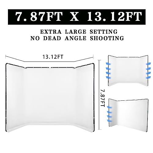 7.87ft x 13.12ft White Screen Backdrop with Stand, Portable Large Wrinkle-Resistant Collapsible Photography Background for Photo Studio Video Shooting, Portrait Product Headshot Photography