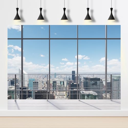 Office Backdrop for Video Conference Modern Business Office Work Place Background Virtual Offices Scene for Live Video Zoom Calls Businessman Photography Studio Background Props Decor 5x3ft - color: Grey_Blue, size: 5x3ft