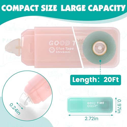 8 Pack Double Sided Glue Tape Roller for Scrapbook Supplies, Glue Tape Runner for Scrapbooking Journaling Art School Office Supplies for Kids and Adults, Gift Wrap, 0.24IN x 20FT（Patented）