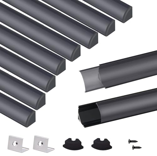 VST 10pack 3.3 ft LED Channel, V Shape Led Diffuser Channel, LED Aluminum Channel System with Black Cover, End Caps and Mounting Clips, Aluminum Profile for LED Strip Light Very Easy Installation - color: Black & Black, size: 3.3ft 10