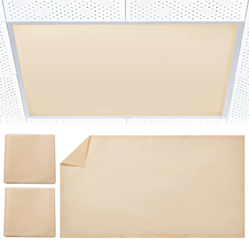 Torixqi 2pcs Fluorescent Light Covers - Light Covers for Ceiling Lights Classroom, Magnetic Light Filters for Office, Hospitals, Home 4 x 2 Feet (warm yellow) - color: warm yellow
