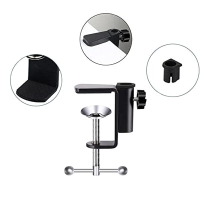 Desk Table Mount Clamps, 4 Pack Universal Desk C-Clamp with 1/2" Thread Hole for Swing Arm Magnifying Desk Lamp Microphone Camera (B) - size: B
