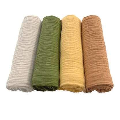 SwaddleDesigns Cotton Muslin Swaddle Blankets for Baby Boy & Baby Girl, Set of 4, Neutral Receiving Blankets for Newborn, Baby Registry & Gift, 46x46 inches, Apricity - color: Apricity