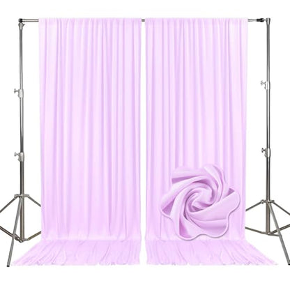 10ft x 10ft Light Purple Backdrop Curtains for Parties, Fabric Satin Background Curtain with Rod Pockets for Weddings, Birthday, Baby Shower, Photography, Graduation Party Backdrop Drapes, 2 Panels - color: Light Purple