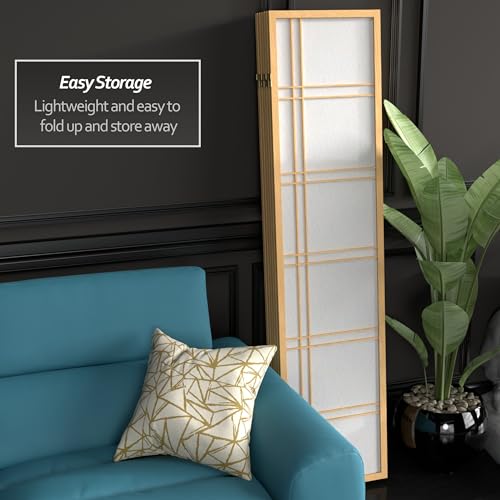 Red Lantern 6 ft. Tall Double Cross Shoji Screen - Natural - 6 Panels - color: Natural, size: 6 Panel