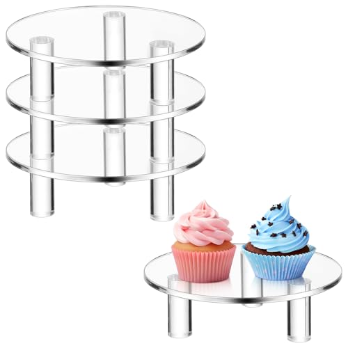 3 Pcs 5 Inch Round Acrylic Risers Display Stands Small Clear Round Acrylic Display Riser for Cake Food Jewelry Figurines Collectibles Table Decor Organizer - size: 5”