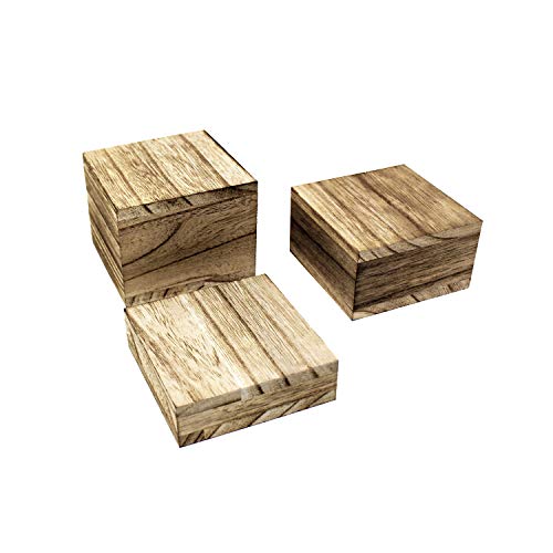 MOOCA 3-Piece Wooden Square Risers for Display Jewelry and Accessories Stand, Wood Display Stand, Oak Color - color: Oak