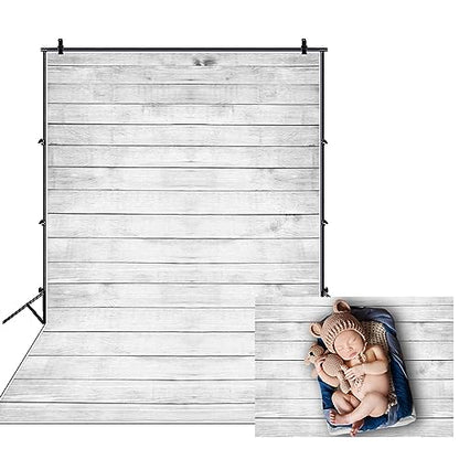 AOFOTO 4x6ft White Wood Texture Backdrops for Photography Wooden Plank Board Background for Pictures Hardwood Fence Panel Kid Baby Boy Girl Artistic Portrait Photo Shoot Studio Props Video Drape Vinyl - size: 4x6ft