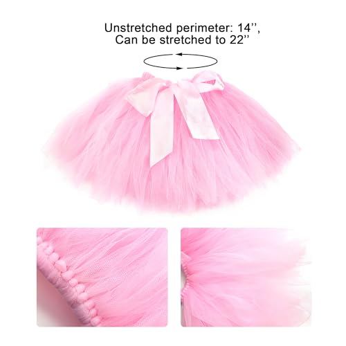 Medsuo Newborn Baby Tutu Skirt and Flower Headband for Photography Prop Outfits 0-4 Month (Pink)