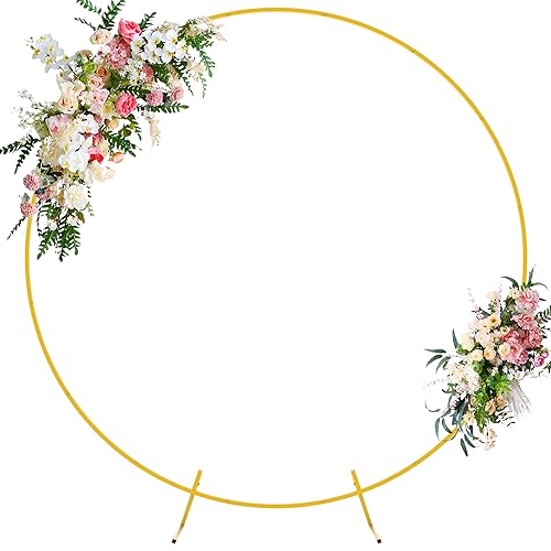 Wokceer Round Backdrop Stand 6.6FT Circle Balloon Arch Frame Circle Backdrop Stand Gold Round Arch for Wedding Birthday Party Bridal Shower Anniversary Event Ceremony Decoration - color: Gold, size: 6.6 ft