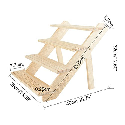 NBEADS 4-Tier Wooden Display Stand Riser, 12-Slot Earring Ring Holder Detachable Unfinished Wood Retail Jewelry Card Display Stand with Groove for Crafts Jewelry Storage Display, 15x15.7x12.6 - color: 4-Tier Wooden L.W.Thi: 15.35x15.75x12.6"