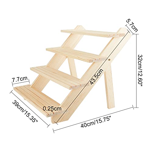 NBEADS 4-Tier Wooden Display Stand Riser, 12-Slot Earring Ring Holder Detachable Unfinished Wood Retail Jewelry Card Display Stand with Groove for Crafts Jewelry Storage Display, 15x15.7x12.6 - color: 4-Tier Wooden L.W.Thi: 15.35x15.75x12.6"