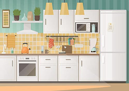 BELECO 15x8ft Fabric Kitchen Backdrops for Photography Kids Cartoon Kitchen Background for Baking Cooking Party Decorations Birthday Banner Baby Children Portrait Photoshoot Studio Booth Props - size: 15x8FT