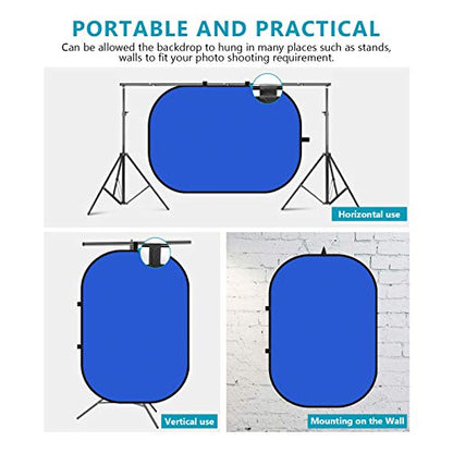 Neewer 5x7ft/1.5x2m Chromakey Foldable Backdrop with Stand 8.5ft/2.6m, 2-in-1 Reversible Green Blue Green Background Panel for Photography Studio, Live Streaming, Video Calls, Games - color: Blue+Green