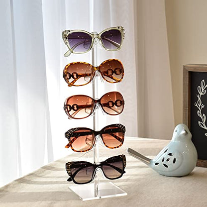 MOOCA 2 Pcs Set Premium Acrylic Sunglass Organizer, Glasses Holder, Sunglass Holder, Glasses Stand, Eye Glass Holder, 5 Frames for Each - color: 5 Frame Stand, 2 pcs