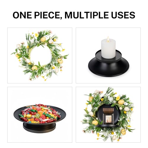 MOYEE Candle Holder Centerpieces for Tables,Candle Ring,Wreaths, Black Metal Candle Stick Paired Artificial Flowers 14 in Versatile Dining Table Centrepiece - color: Easter Egg Wreath