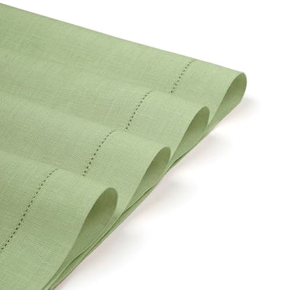 D'Moksha Homes Sage Green Linen Cloth Placemats Set of 4-100% Pure Linen Hemstitch Placemats 14 x 19 Inch - Classic Hemstitch Table Place Mats - Machine Washable - color: 16 - Sage Green