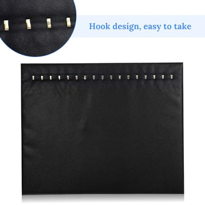4 Pcs Black Jewelry Display Stands, Leather Necklace Organizer Boards with 17 Hooks for Selling, Shop Store Showcase, Chain Pendant Bracelet Storage